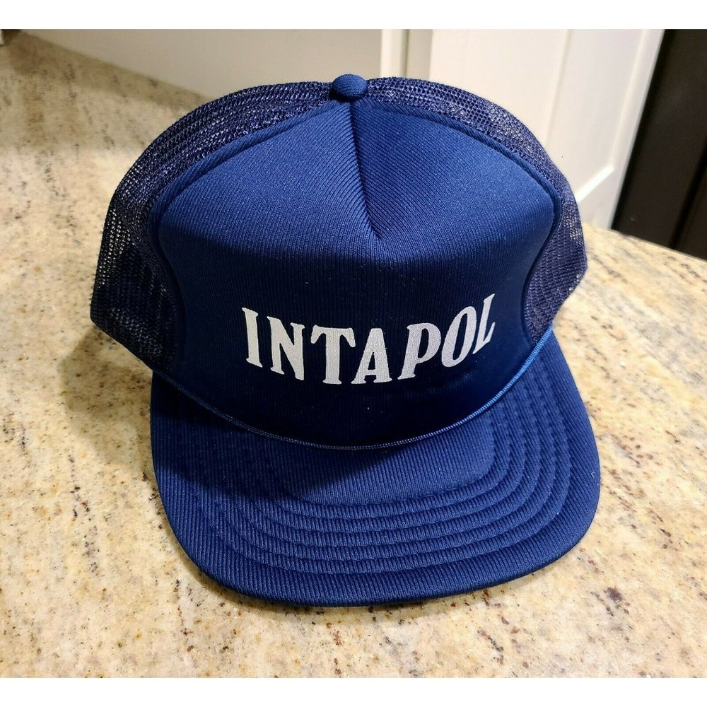 Vintage Intapol Cap Hat Mesh Snap Back Blue Toppers Inc One Size Fits All